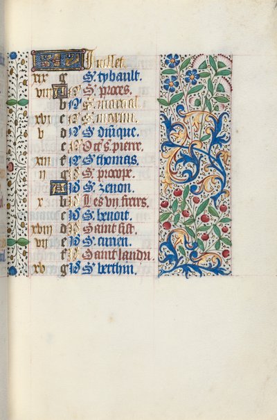 Timebok Bruk av Rouen: fol. 7r, c. 1470. av Master of the Geneva Latini