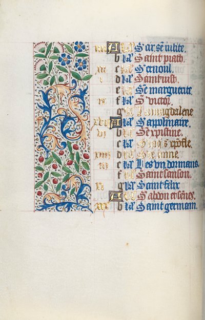 Timebok Bruk av Rouen: fol. 7v, c. 1470. av Master of the Geneva Latini