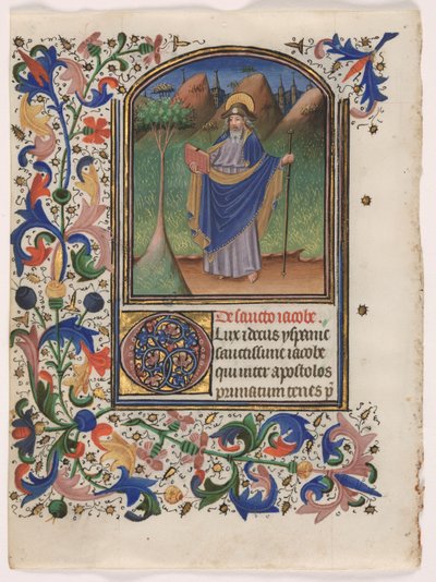 Blad fra en timebok: Saint James the Greater av Master of the Gold Scrolls