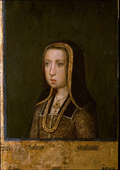 Portrett av Margarita av Østerrike, i 1494 (maleri på tre) av Master of the Guild of Saint George
