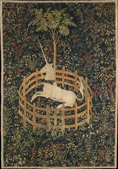 Enhjørningen i fangenskap, ca. 1500 av Master of the Hunt of the