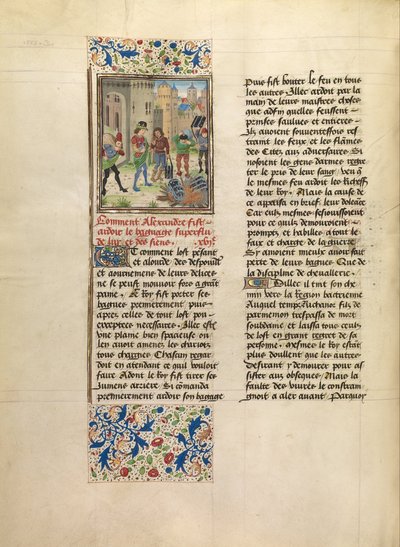 Alexander beordrer ødeleggelsen av hærens overflødige bagasje av Master of the Jardin de vertueuse consolation and assistant