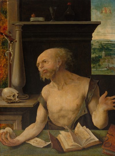 Den hellige Hieronymus i bot, 152530. av Master of the Lille Adoration