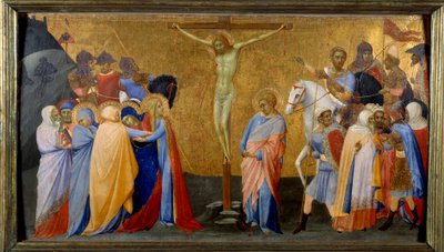 Korsfestelsen Detrempe av Mesteren av Madonna De San Pietro d'Ovile (1300-tallet) Sun. 4,36 x 7,74 m av Master of the Madonna of San Pietro of Ovila