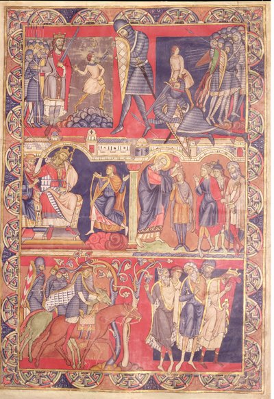 Scener fra livet til Samuel, Saul og David, fra Winchester Bible, 1160-80 av Master of the Morgan Leaf
