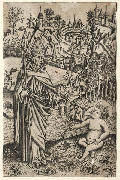St. Augustine og barnet ved kysten, ca. 1465-1469. av Master of the Nuremberg Passion