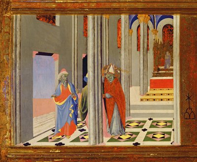 St. Ambrosius nekter romersk keiser Theodosius I den store opptak til kirken i Milano, 1436 tempera på paneldetalj av 741548 av Master of the Osservanza