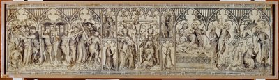 Narbonne-alteret: Kristus tatt til fange, hånet, tornekrone, korsfestelse, begravelse, oppstandelse … av Master of the Parement of Narbonne