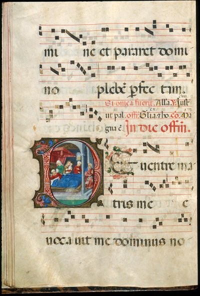 Folio fra et gradvis sent 1400-tall (blekk, tempera og bladgull på pergament) av Master of the Saluces Hours (attr. to)