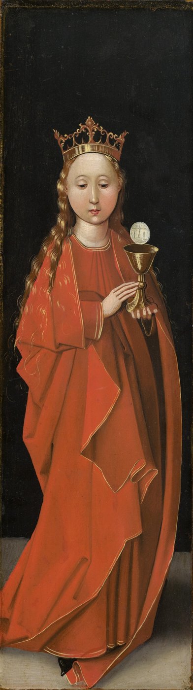 Saint Barbara [eksteriør på venstre fløy], ca. 14801490. av Master of the Starck Triptych