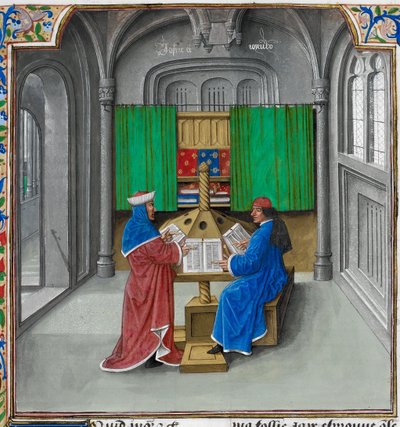Boccaccio und Petrarca aus: De casibus virorum illustrium von Giovanni Boccaccio von Master of the White inscriptions