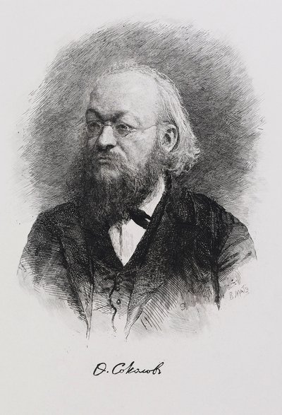 Portrett av historikeren Fyodor Fyodorovich Sokolov 1841-1909, 1900-tallet av Mate
