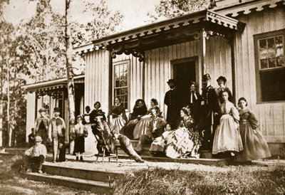 General Heintzelman underholdt venner i rekonvalesensleiren, Alexandria, 1861-65 av Mathew B. Brady