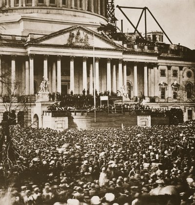 Innsettelse av president Lincoln, 4. mars 1861 (fotogravyr) av Mathew B. Brady