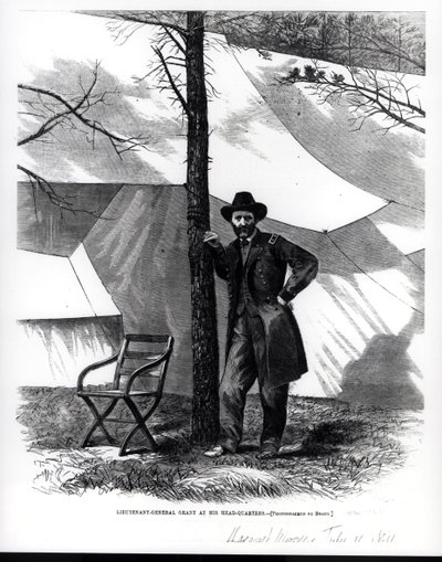 Generalløytnant Ulysses S. Grant, ved hans hovedkvarter, illustrasjon fra 