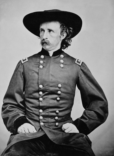 Portrett av general A. Custer (1839-1876) (s/hvitt-bilde) av Mathew Brady