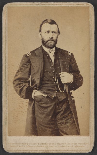 Generalmajor Ulysses S. Grant, offiser i den føderale hæren av Mathew and studio Brady