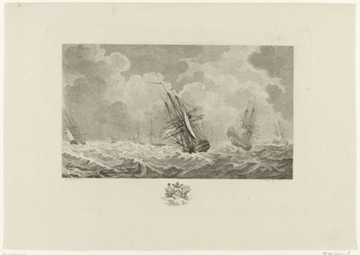 Den nederlandske flåten i stormen, 1784 av Mathias de Sallieth