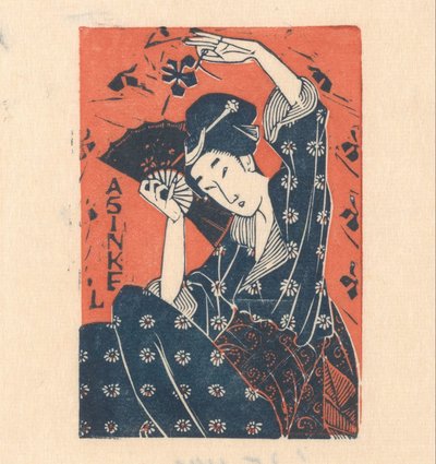 Reklamekort fra A. Sinkel med japansk kvinne av Mathieu Lauweriks