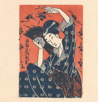 Reklamekort fra A. Sinkel med japansk kvinne av Mathieu Lauweriks