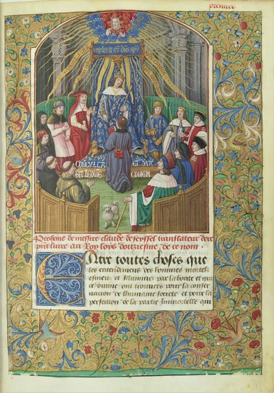 Xenofons Anabasis oversatt av Claude de Seyssel: dedikasjonsscene, manuskriptet tilbys av oversetteren til Ludvig XII. av Maitre de Philippe de Gueldre