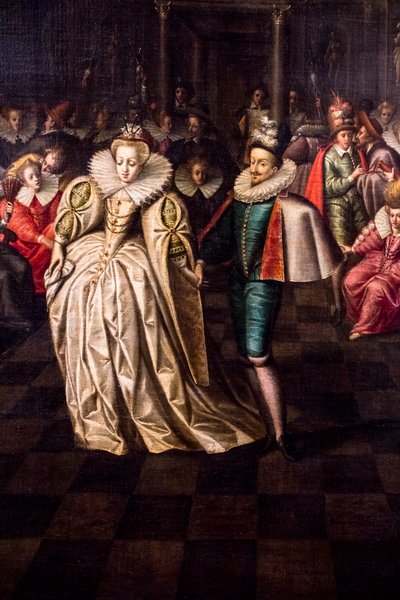 Pavane ved hoffet til Henrik III, detalj av Maître des Bals à la cour des Valois