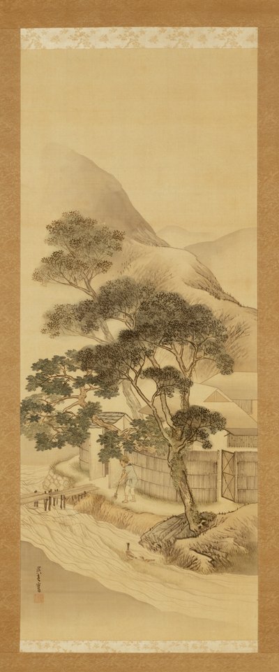 Gårdshus og bekk av Matsumura Goshun