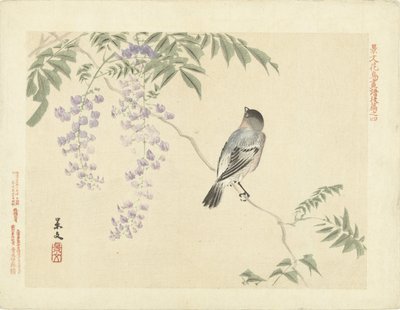 Fugl på blåregn gren Blomster- og fugleskisser fra Keibun - del tre (serietittel) Keibun kacho gafu kohen (serietittel på objekt) av Matsumura Keibun