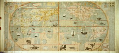 Kunyu Wanguo Quantu-kart over de utallige landene i verden, 1602. av Matteo Ricci