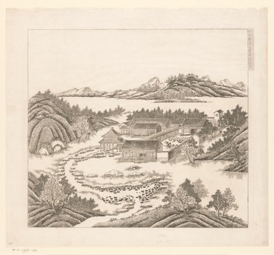 Utsikt over en del av det keiserlige sommerpalasset i Chengde (Jehol) i Kina av Matteo Ripa