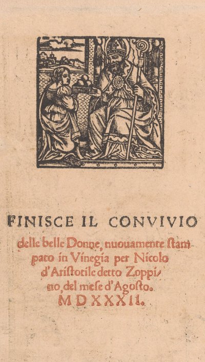 Convivio delle Belle Donne, side 22 verso, august 1532., august 1532. av Matteo da Treviso
