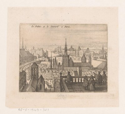 Ansikt i Paris Le Palais et le louvre i Paris (tittel på objekt) Syv franske landskap og bylandskap (serietittel) av Matthäus Merian (I)
