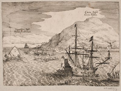 Om nederlendernes landgang på Kokosøen av Matthäus Merian d.Æ.