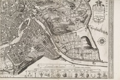 Kart over Roma. Nedre høyre del av Matthaus Greuter