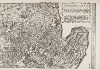 Kart over Roma, øvre høyre del av Matthaus Greuter