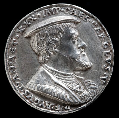 Charles V, 1500-1558, konge av Spania 1516-1556, hellige romerske keiser 1519 [forside], 1530. av Matthes Gebel