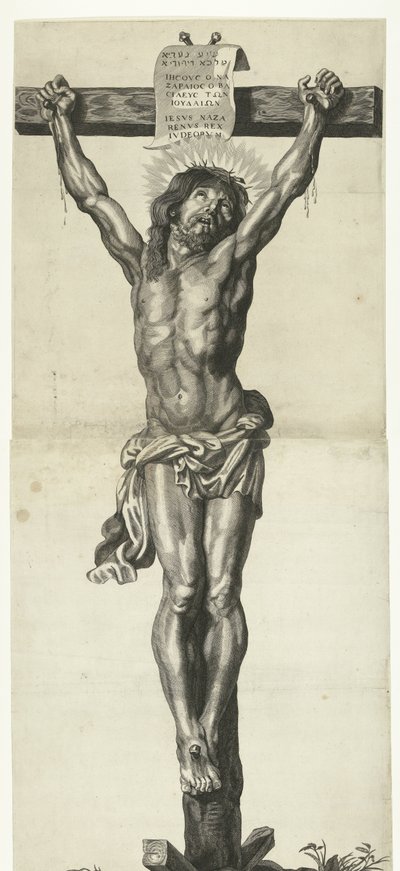 Kristus på korset Serie av Ecce Homo, Kristus korsfestet, Jomfru Maria og evangelisten Johannes av Mattheus Borrekens