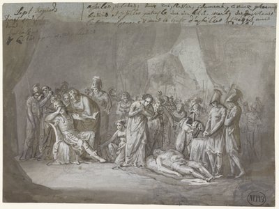 Liket av Patroclus i Achilles-teltet sørget av Mattheus Ignatius van Bree