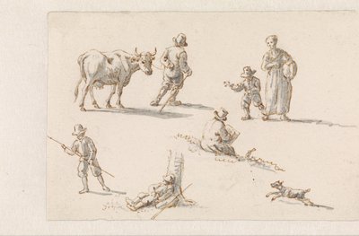 Aeneas og Dido gjemmer seg i en hule Tegninger for malerier med episoder fra The Aeneas (serietittel) av Mattheus Terwesten
