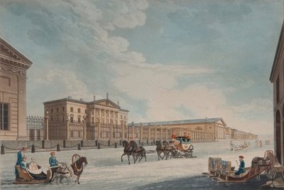 Utsikt over Imperial Bank og butikkene i St. Petersburg, 1815 av Matthew Dubourg