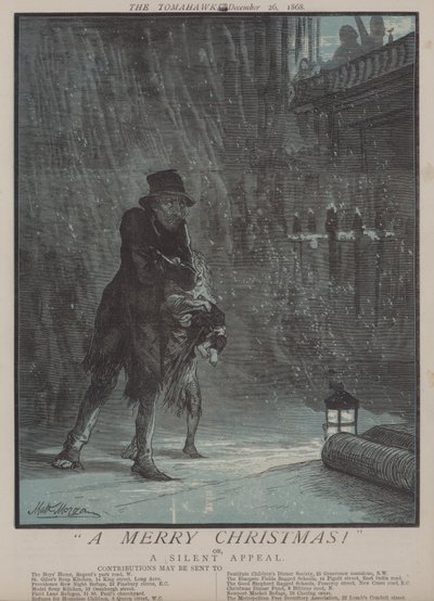 En god jul! eller, A Silent Appeal (farge litho) av Matthew