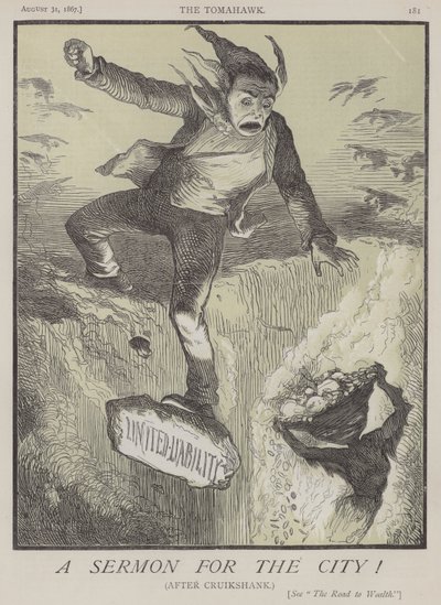 En preken for byen! (farge litho) av Matthew