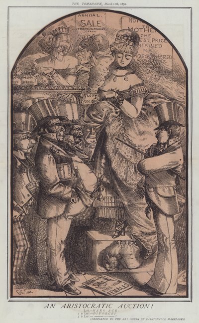 En aristokratisk auksjon! (farge litho) av Matthew