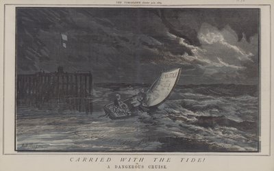 Båret med tidevannet! eller, A Dangerous Cruise (fargelitho) av Matthew