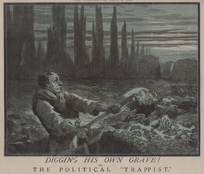 Graver sin egen grav! eller, Den politiske trappisten (farge litho) av Matthew