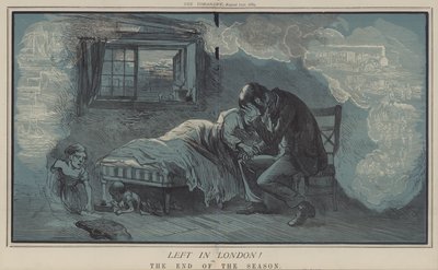 Forlatt i London! eller, slutten av sesongen (farge litho) av Matthew