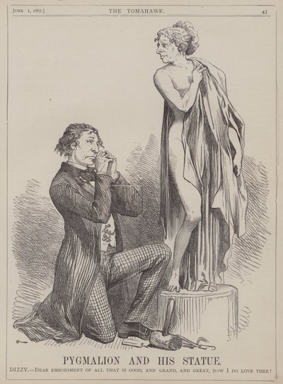 Pygmalion og hans statue (farge litho) av Matthew