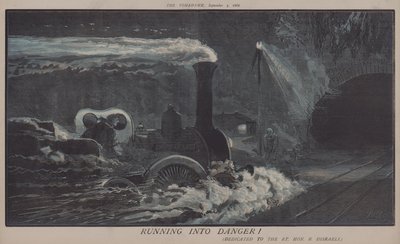 Kjører inn i fare! (farge litho) av Matthew