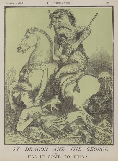 St Dragon and the George eller, har det kommet til dette? (farge litho) av Matthew