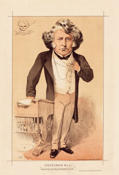 Statsmann nr. 1, Amnesty og like rettigheter til alle, pub. 1871 (farge litho) av Matthew
